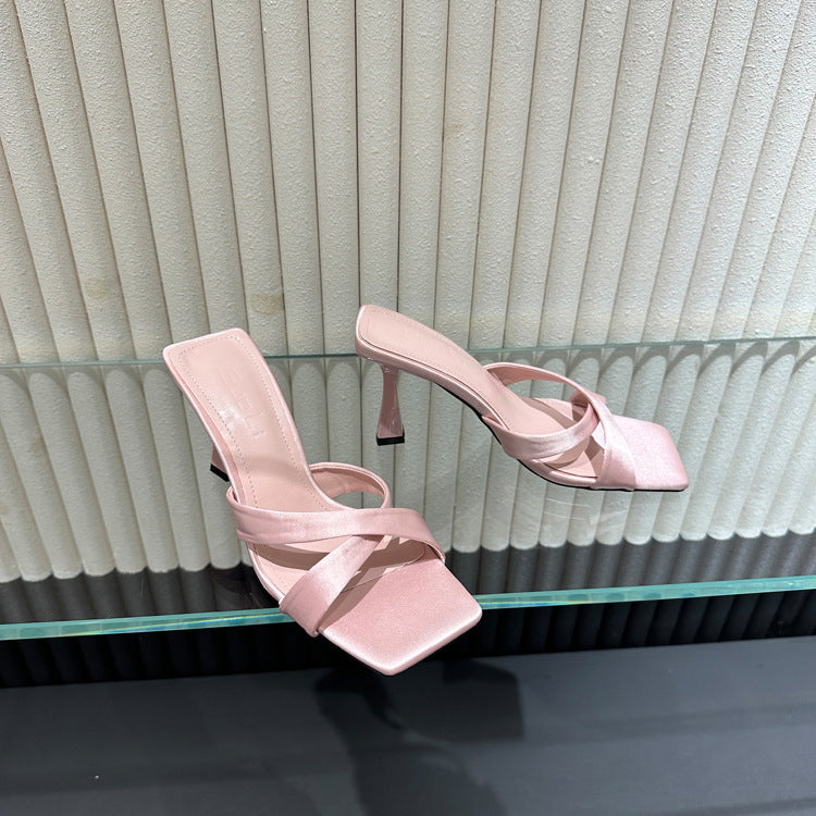 Damen elegante High Heel Sandalen mit gekreuzten Riemen EB