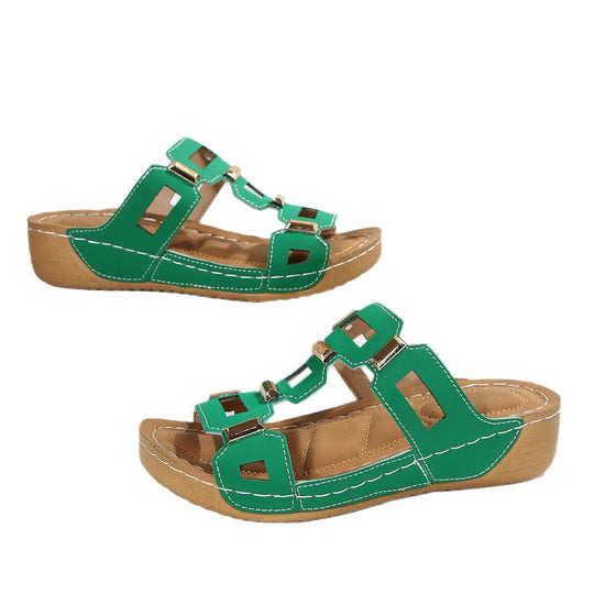 Damen modische Pantolette mit durchbrochenem Design und elegantem Schnallenverzierung EB