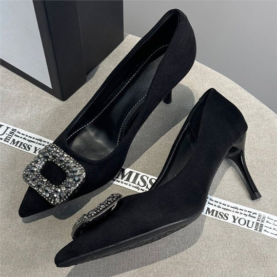 Damen elegante High Heel Pumps mit funkelnder Strassverzierung EB