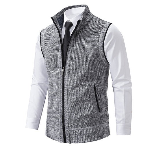 Herren Strickweste mit Reißverschluss und strukturiertem Design EB