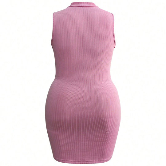 Damen Stretchkleid mit hochgeschlossenem Reißverschluss EB