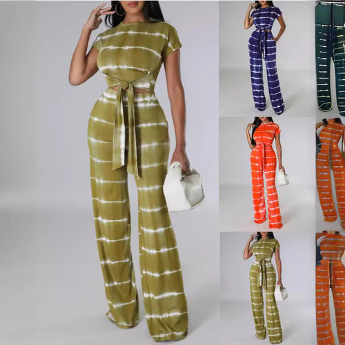 Damen elegantes Jumpsuit mit Taillengürtel und seitlichen Taschen EB