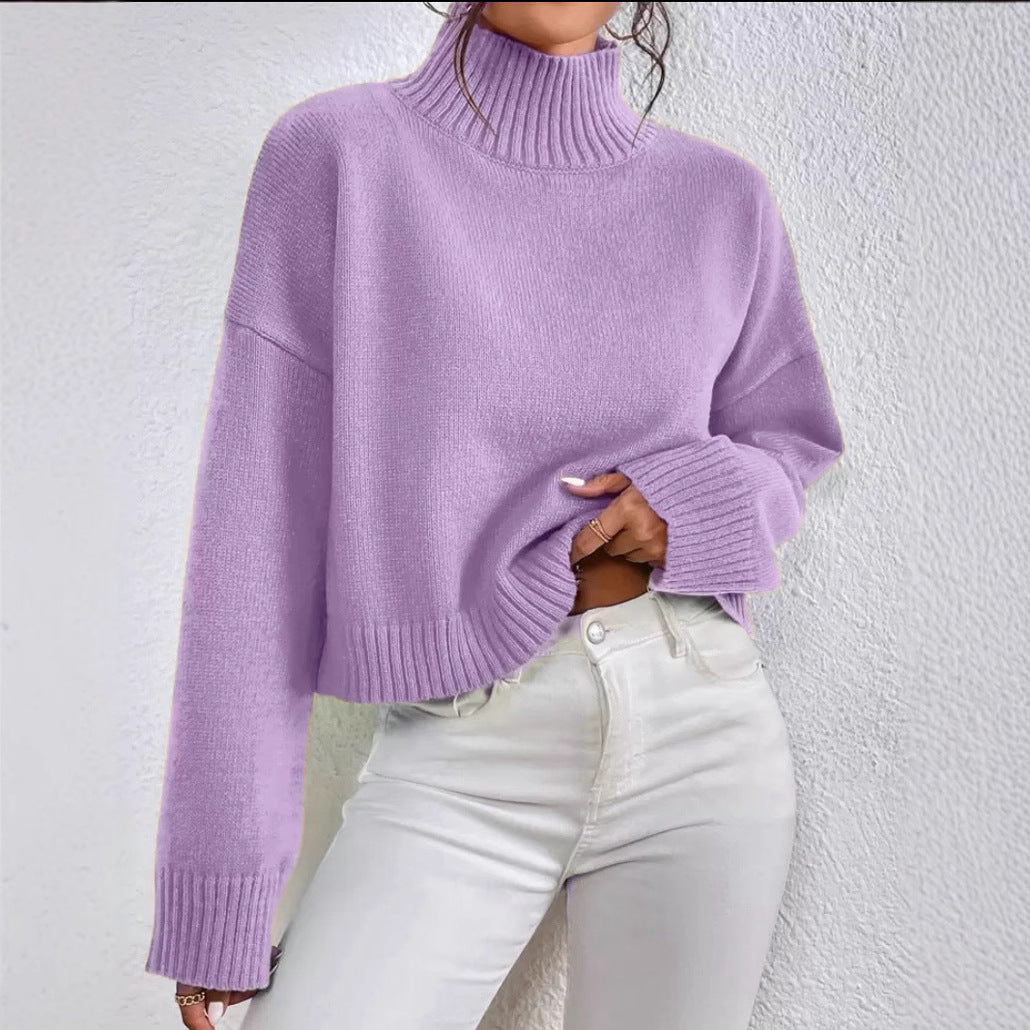 Damen modischer Kragenpullover aus weicher Wolle EB