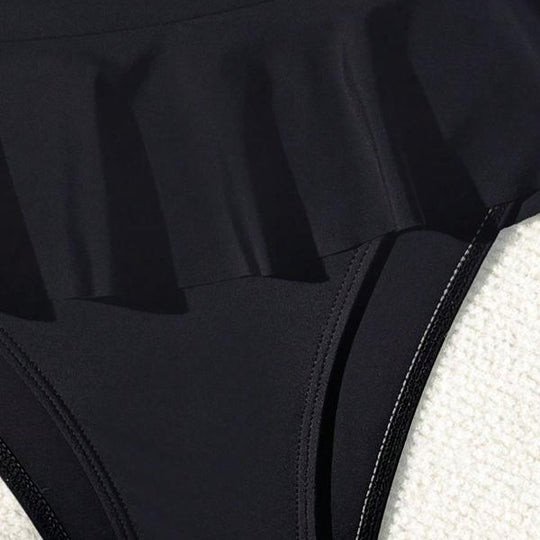 Damen Badeset mit eleganter Rüsche und hohem Taille EB