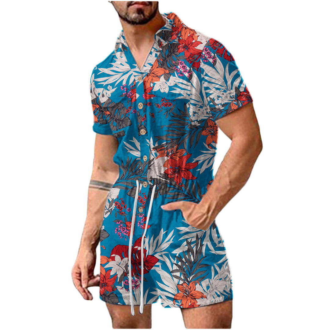 Herren Kurzoverall mit lebhaftem Blumenmuster R&B