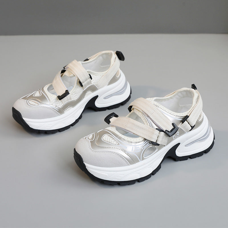 Damen Sportliche Sneakers mit verstellbarem Riemen und atmungsaktiver Obermaterialstruktur EB