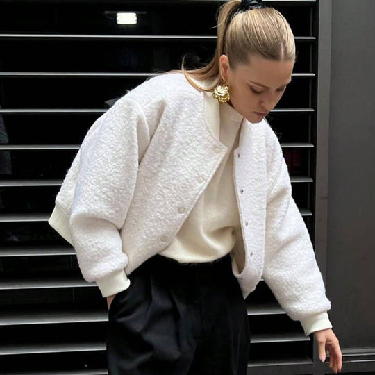 Damen kuschelige Fleece-Jacke im lässigen Stil mit praktischen Taschen EB