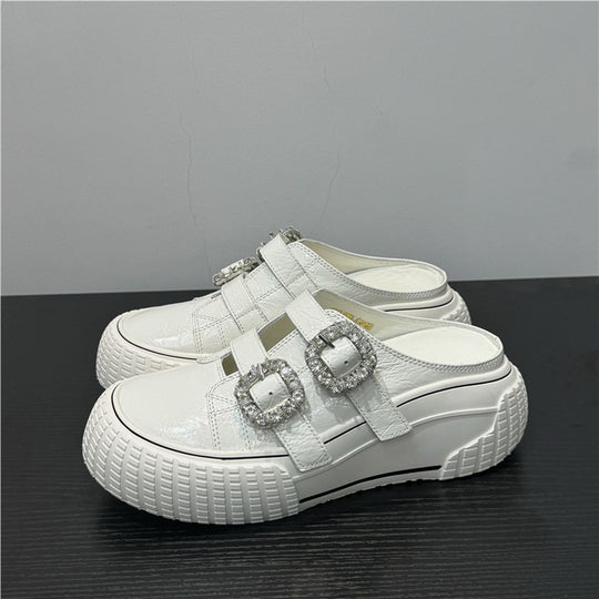 Damen modische Clutch-Sneaker mit dekorativen Strassschnallen EB