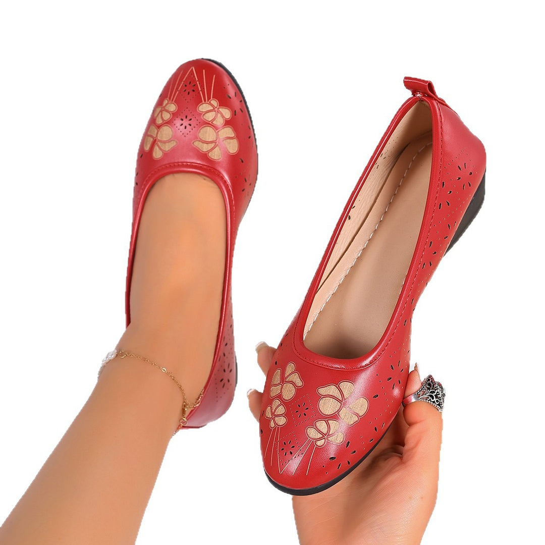 Damen Ballerinas mit eleganter Lochmuster-Applikation und rutschfester Sohle EB