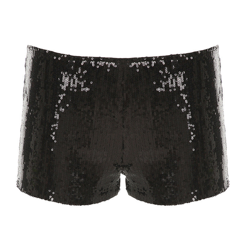Damen figurbetonte Kunstleder-Shorts mit dekorativen Nieten und seitlichen Taschen EB