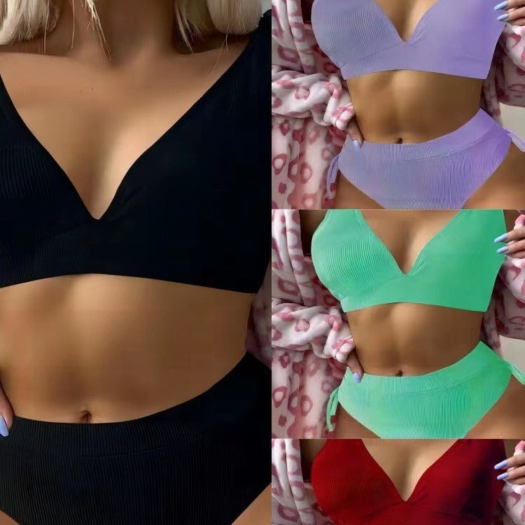 Damen Triangel-Bikini mit verstellbaren Trägern und hohem Bund EB