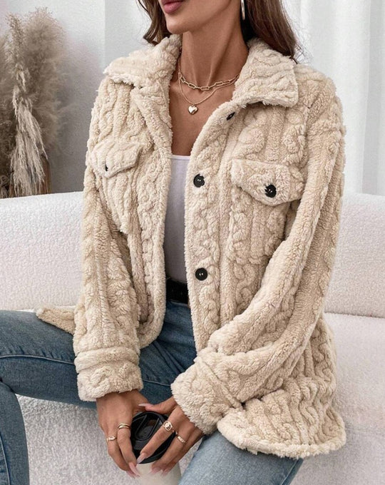 Damen Strickjacke mit Struktur und aufgesetzten Taschen EB