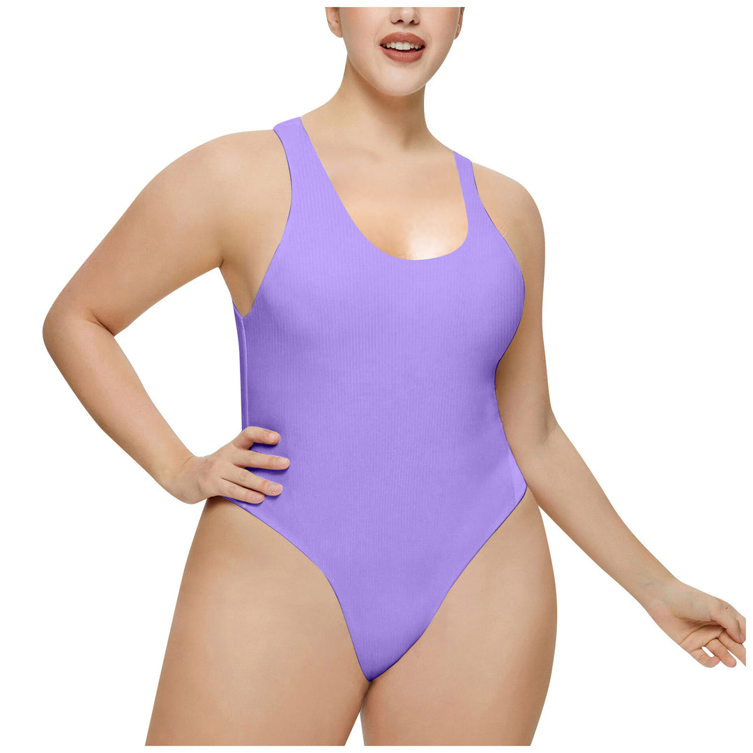 Damen Hochgeschnittenes Rib-Badeanzug EB