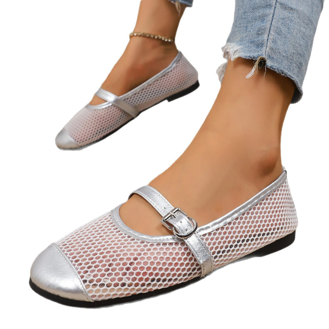 Damen Slip-On Ballerinas mit atmungsaktivem Netzdesign und elegantem Riemen EB