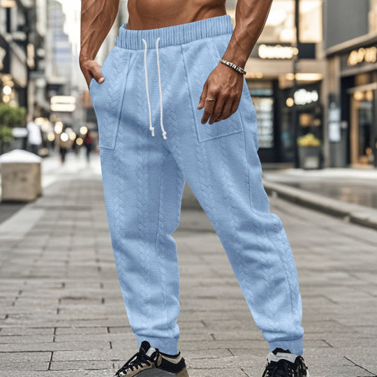 Herren Freizeithosen mit Kabelstrickdesign und verstellbarem Kordelzug EB