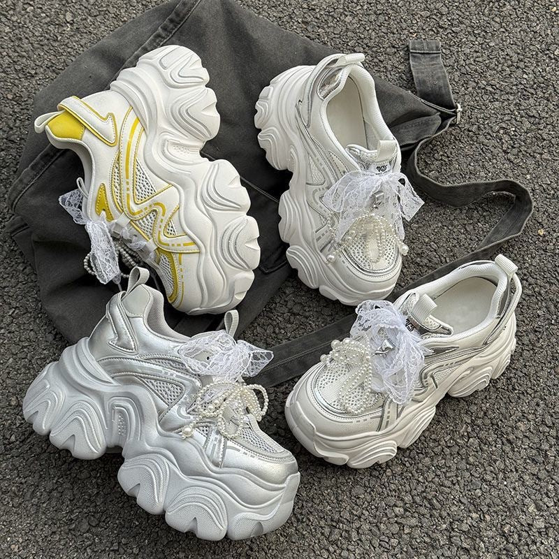 Damen Sportliche Chunky Sneakers mit reflektierenden Elementen EB
