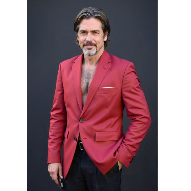 Herren nan taillierter Business-Blazer aus Stretchgewebe mit Brusttasche und schlanker Silhouette EB