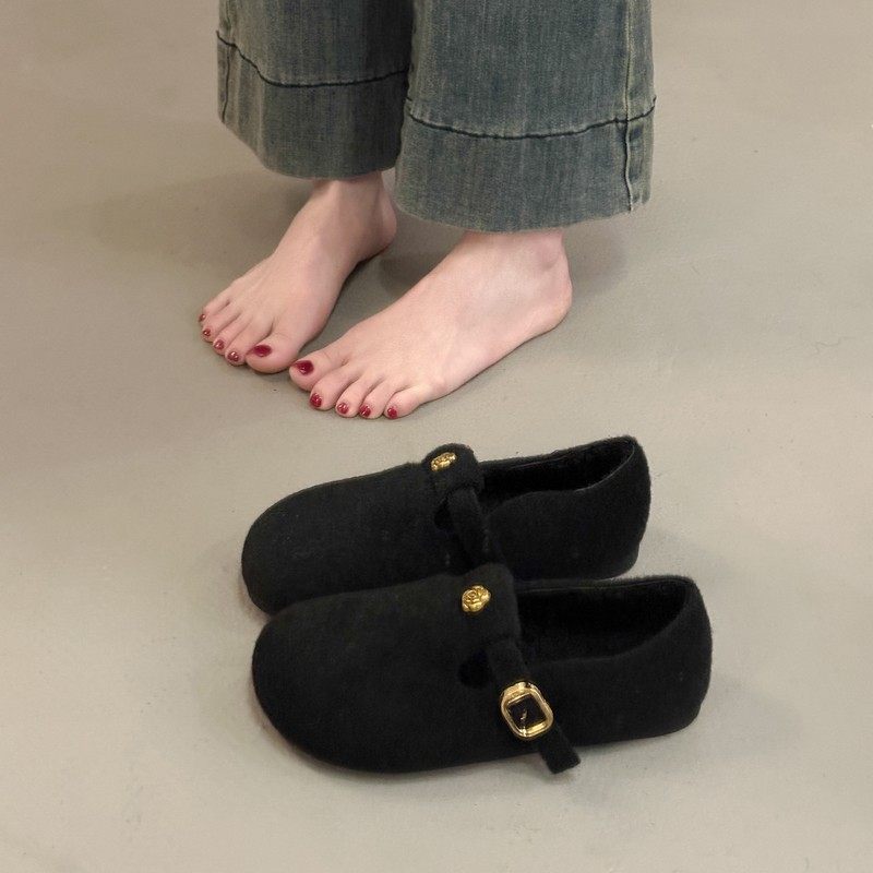 Damen Filzschuhe mit elegantem Schnallenverschluss EB
