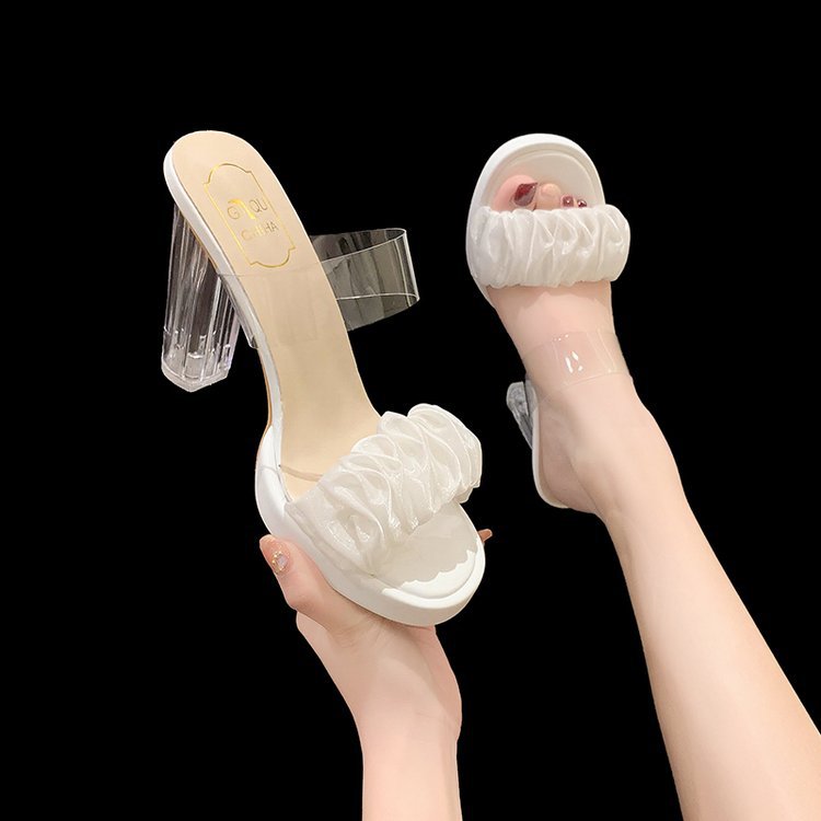 Damen offene Mules mit raffiniertem Rüschendesign EB