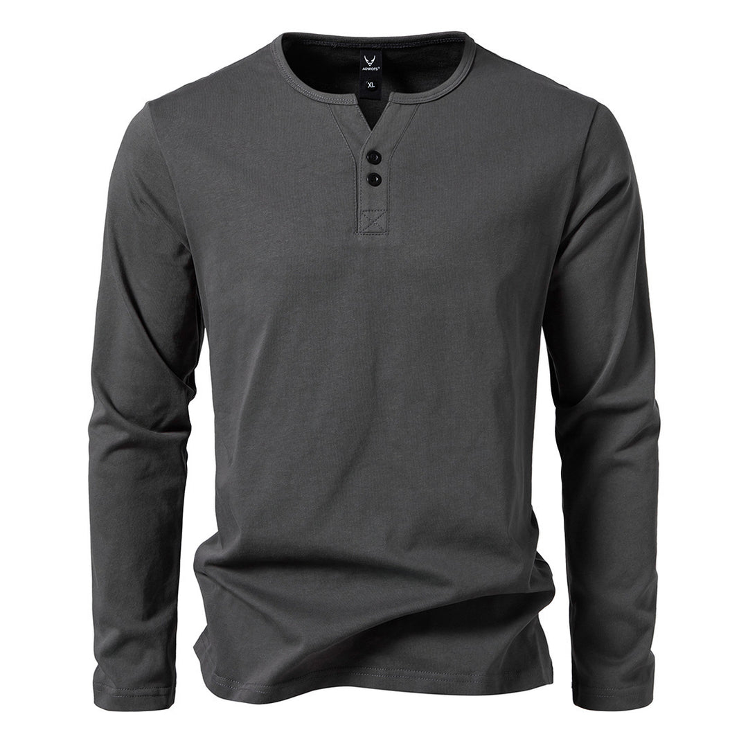 Herren nan langärmeliges Henleyshirt mit Knopfleiste, Rundhalsausschnitt und schlanker Passform EB