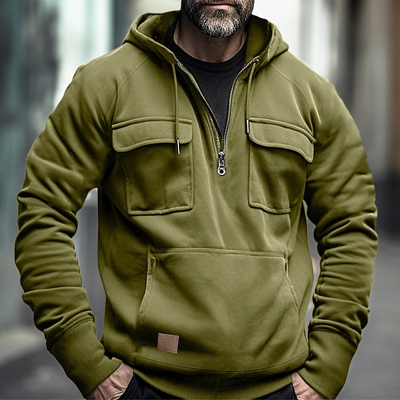 Herren modische Kapuzenpullover mit praktischen Brusttaschen EB