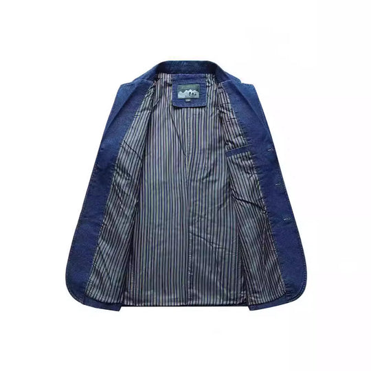 Herren Jeans-Sakko im lockeren Schnitt mit Reverskragen und aufgesetzten Taschen EB