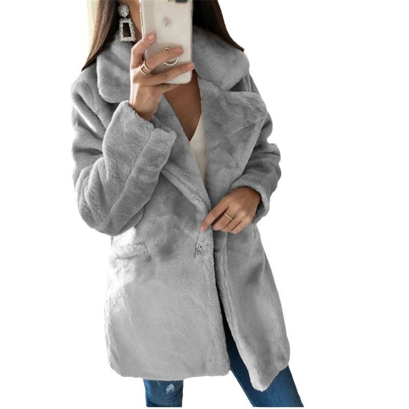 Damen kuscheliger Teddy-Mantel EB