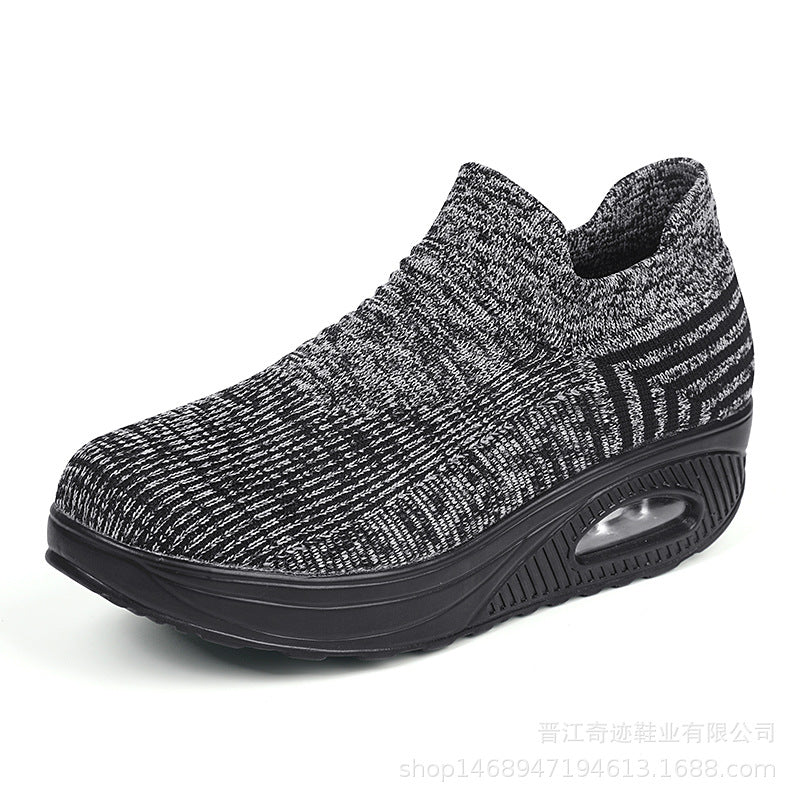 Damen nan gestrickter Schlupf-Walking-Sneaker mit anatomischer Pronationsstütze, Luftpolster-Zwischensohle und sockenähnlichem Schaft EB