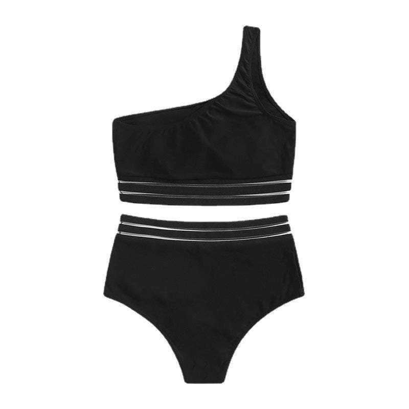 Damen asymmetrisches Bikini-Set mit elastischen Bändern EB