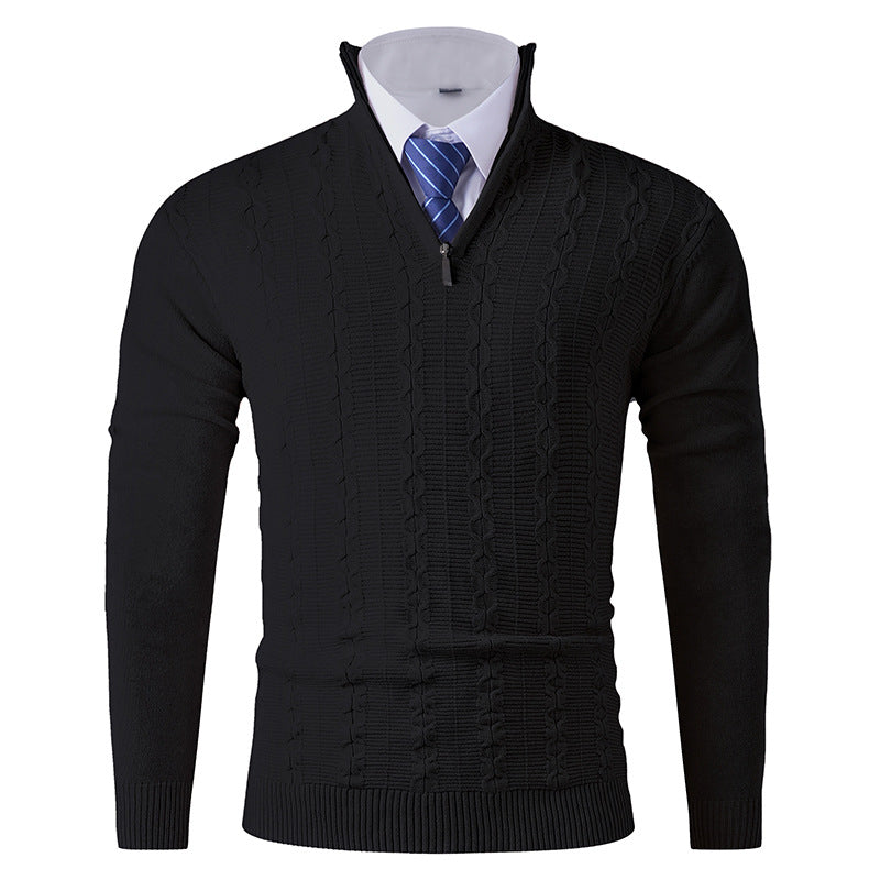 Herren modischer Rollkragenpullover mit strukturiertem Zopfdesign EB
