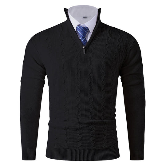 Herren modischer Rollkragenpullover mit strukturiertem Zopfdesign EB