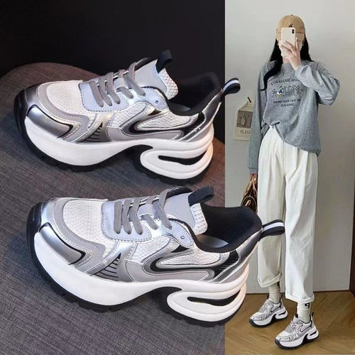 Damen Trendige High-Performance Sneakers mit dämpfender Sohle und aerodynamischem Design EB
