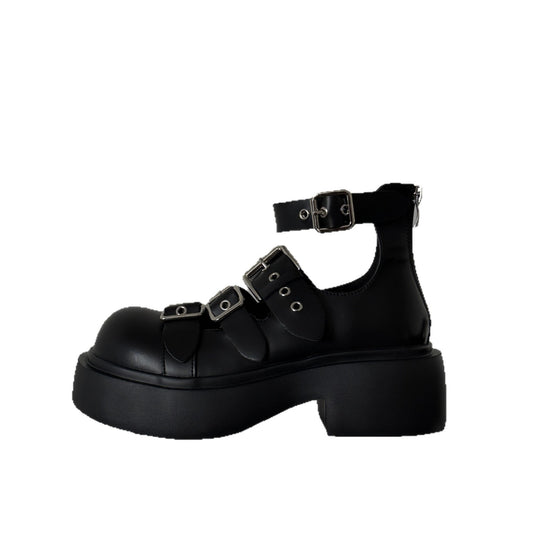 Damen Modische Schnürsandalen mit robusten Schnallen und plateauartigen Sohlen EB