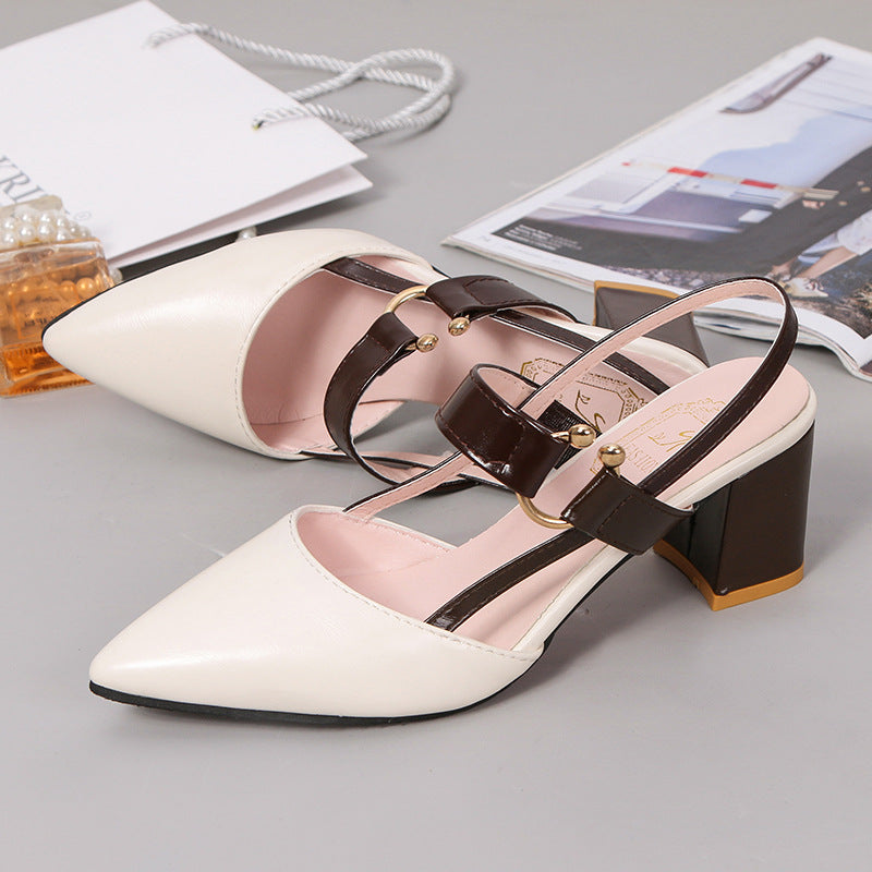 Damen Elegante Slingback-Pumps mit modischem Blockabsatz und verstellbarem Riemen EB