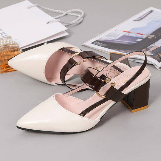 Damen Elegante Slingback-Pumps mit modischem Blockabsatz und verstellbarem Riemen EB