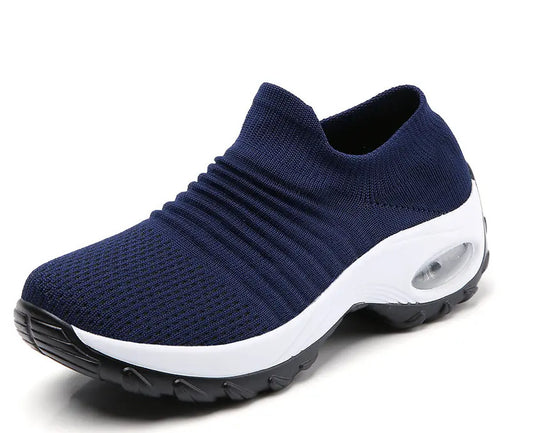 Damen gestrickter Slip-On Sportsneaker mit luftgepolsterter Zwischensohle EB