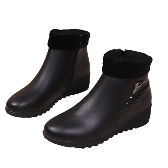 Damen Wedge-Stiefeletten mit weichem Innenfutter und modischem Reißverschluss EB