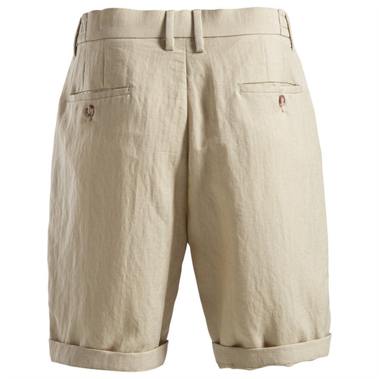 Herren nan lässige Leinenshorts mit Umschlag und Bundfalten EB
