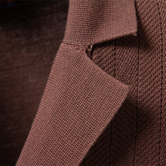 Herren nan Kurzarm Strickcardigan mit Reverskragen und feinem Strukturstrick EB