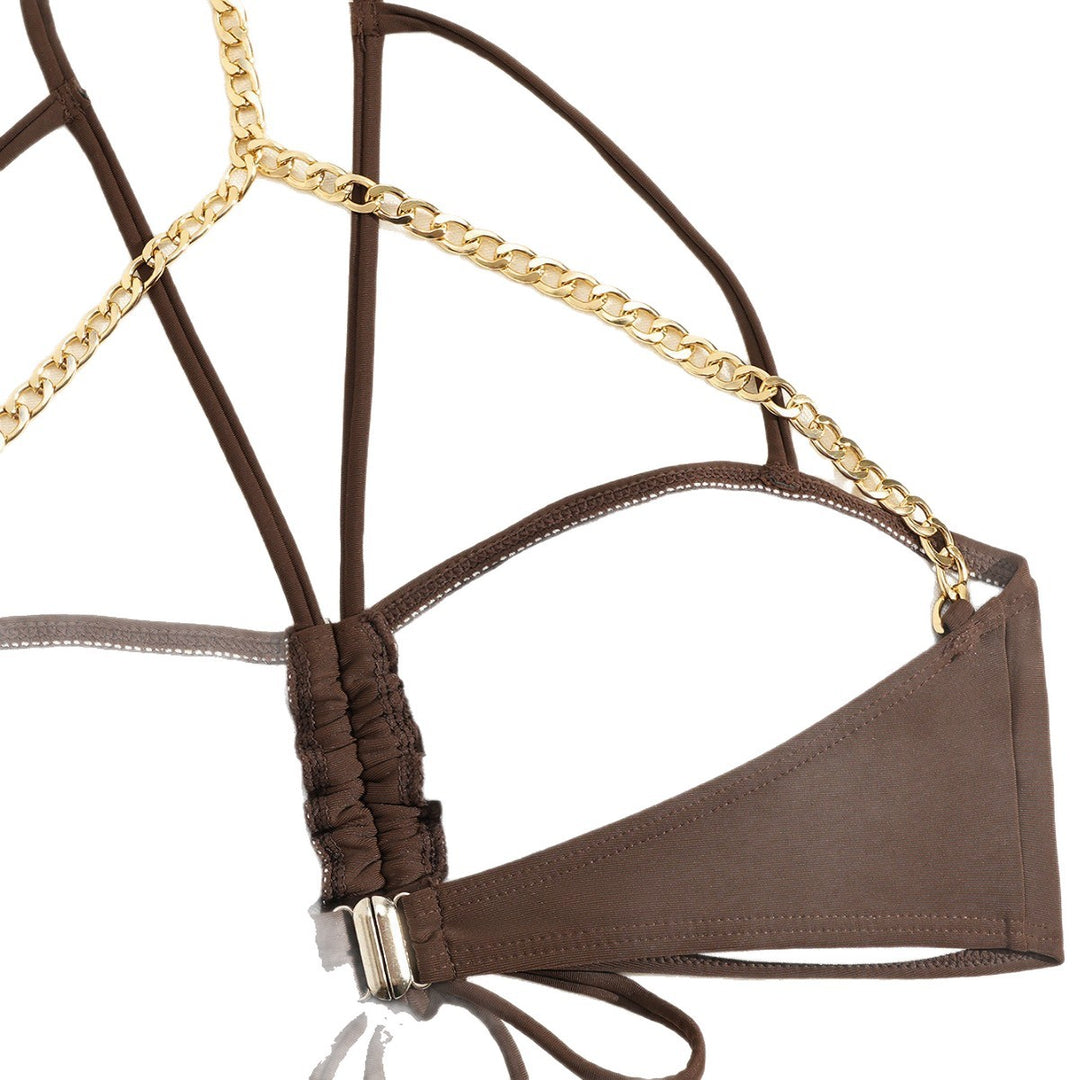 Damen Hochwertiger Bikiniset mit raffiniertem Ketten-Detail EB