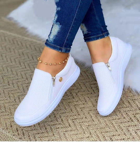Damen Sneaker mit atmungsaktiver Mesh-Oberfläche und elegantem Reißverschluss EB