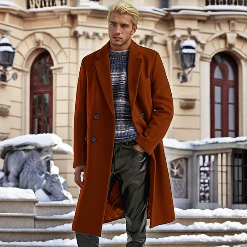 Herren eleganter doppelreihiger Wollmantel EB