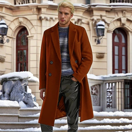Herren eleganter doppelreihiger Wollmantel EB