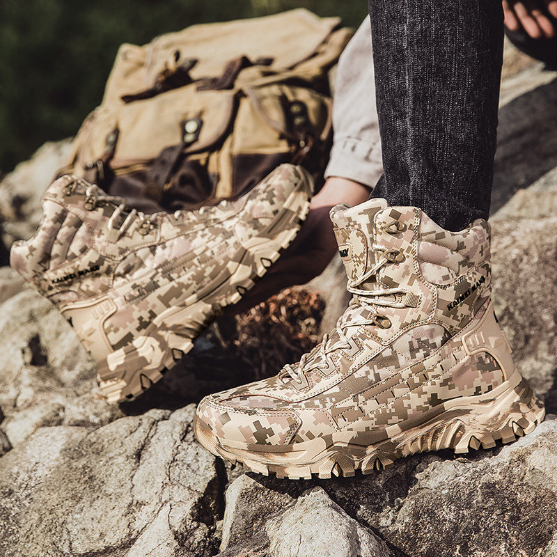 Herren Tactical Wanderstiefel mit hohem Knöchelschutz und rutschfester Sohle EB