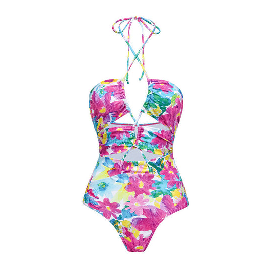 Damen Bikiniset mit voluminösen Rüschendetails und fließendem Maxi-Rock EB