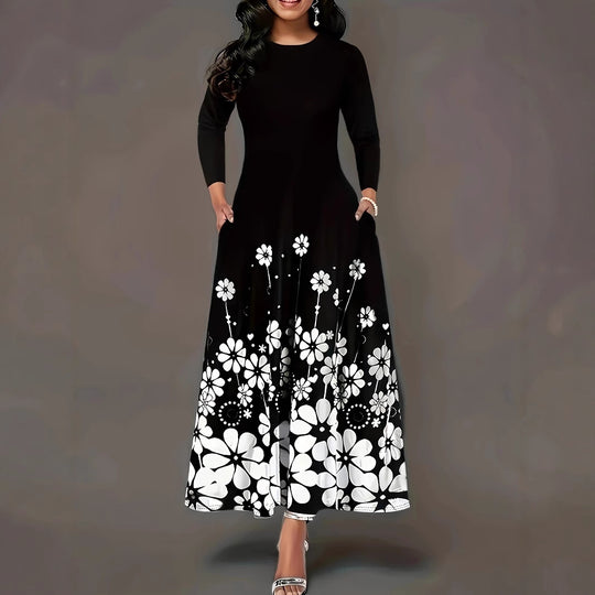 Damen Maxikleid mit floralem Design und praktischen Taschen EB