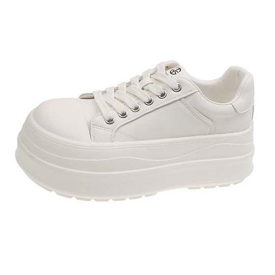 Damen modische Plateau Sneakers mit robustem Obermaterial und detaillierter Schnürung EB