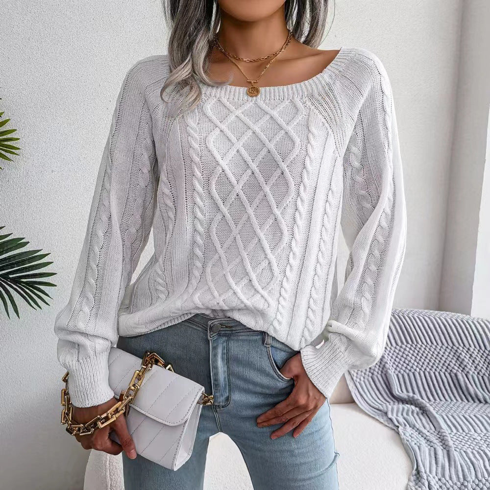 Damen Grobstrickpullover mit raffiniertem Zopfdesign EB