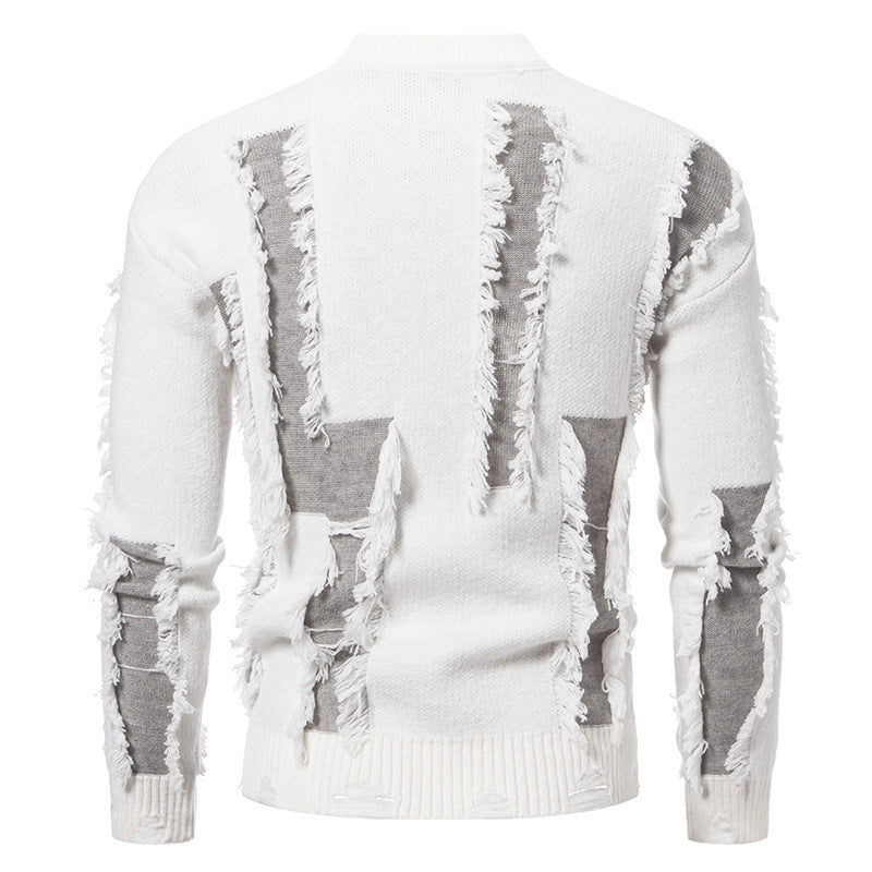 Herren Pullover mit auffälligem Fransen-Design EB