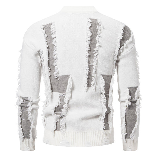 Herren Pullover mit auffälligem Fransen-Design EB